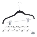 Set umerase haine acoperite cu catifea, cu cleme, 12 bucati, negru