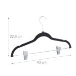 Set umerase haine acoperite cu catifea, cu cleme, 12 bucati, negru - imagine 4