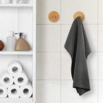 Set de 4 carlige agatatoare auto-adezive, din lemn bambus si otel inoxidabil - imagine 2