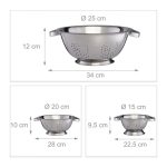 Set 3 strecuratori, dimensiuni diferite, otel inoxidabil, diametru 15 cm, 20 cm si 25 cm - imagine 3