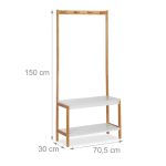 Cuier din bambus cu 2 rafturi, dimensiuni 150 x 70,5 x 30 cm, 4 agatatori, Relaxdays - imagine 4
