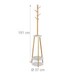 Cuier din bambus cu rafturi, dimensiuni 181 x 37 cm, 8 agatatori, Relaxdays - imagine 5
