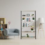Raft cu 6 nivele, biblioteca cu cadru din otel, pentru camera de zi, birou, intrare, stil industrial,180 x 95 x 35 cm, maro/negru - imagine 2