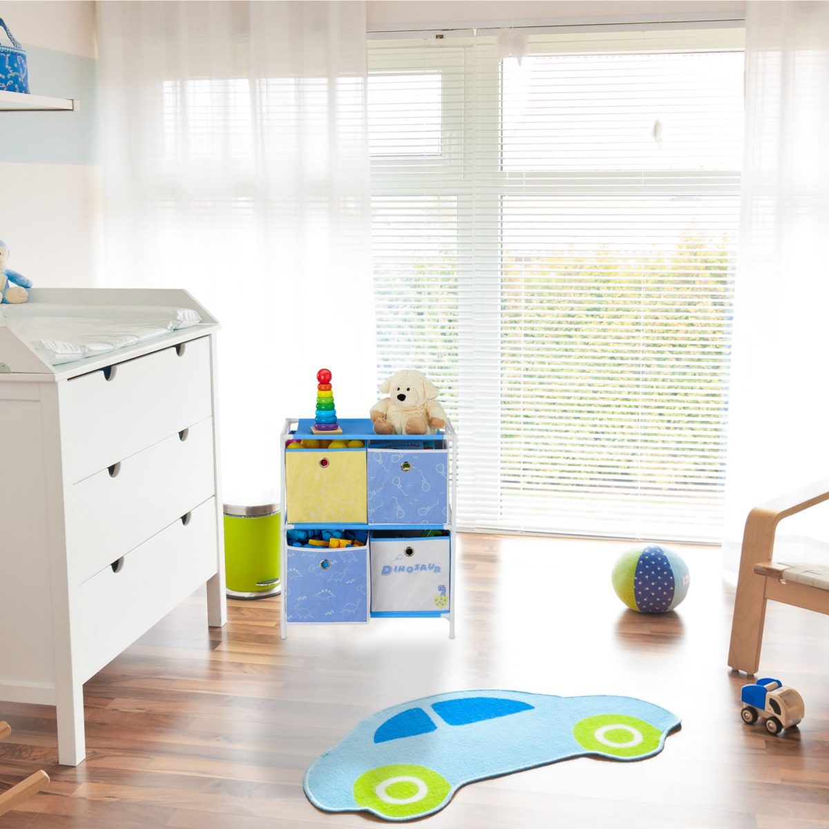 Dulap depozitare jucarii, RelaxDays, cu 4 cutii, multicolor, 62 x 53 x 30 cm - imagine 3