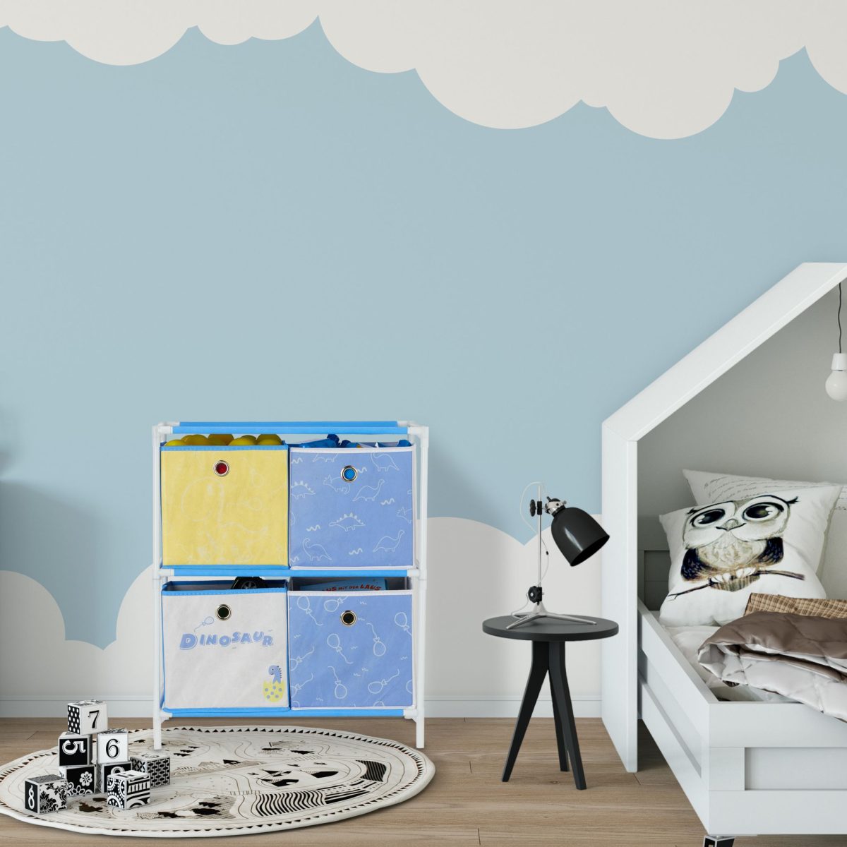 Dulap depozitare jucarii, RelaxDays, cu 4 cutii, multicolor, 62 x 53 x 30 cm - imagine 2