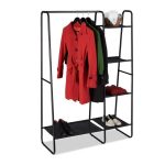 Suport pentru haine Relaxdays, cu 5 rafturi, negru, din metal, 150 x 100 x 40 cm