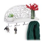 Suport haine de perete cu raft, Alb, 23 x 39 x 11,5 cm