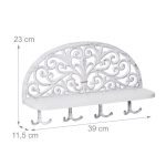 Suport haine de perete cu raft, Alb, 23 x 39 x 11,5 cm - imagine 3