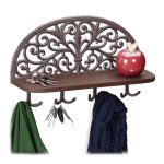 Suport haine de perete cu raft, maro, 6 x 25 x 42 cm