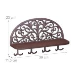 Suport haine de perete cu raft, maro, 6 x 25 x 42 cm - imagine 4