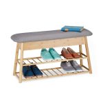 Banca cu 2 rafturi pentru pantofi, Relaxdays, dimensiuni 48 x 90 x 28 cm, capacitate 6 perechi pantofi