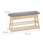 Banca cu 2 rafturi pentru pantofi, Relaxdays, dimensiuni 48 x 90 x 28 cm, capacitate 6 perechi pantofi - imagine 4