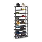 Pantofar cu 10 rafturi, RelaxDays, pentru 30 perechi, negru, 150 x 62 x 28 cm