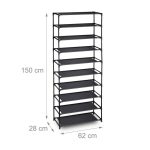 Pantofar cu 10 rafturi, RelaxDays, pentru 30 perechi, negru, 150 x 62 x 28 cm - imagine 3