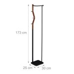 Suport de haine din otel si lemn de nuc cu 3 agatatori, dimensiuni 173 x 30 x 25 cm, negru/maro Relaxdays - imagine 4