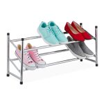 Suport cu 2 rafturi pentru pantofi, Relaxdays, dimensiuni 36 x 63 x 23 cm, capacitate pana la 10 perechi pantofi