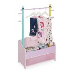 Suport haine pentru camera copiilor RelaxDays, din MDF, multicolor, cu lada depozitare si 4 agatatori, 100,5 x 71 x 30 cm