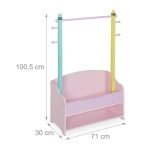 Suport haine pentru camera copiilor RelaxDays, din MDF, multicolor, cu lada depozitare si 4 agatatori, 100,5 x 71 x 30 cm - imagine 4