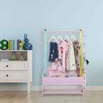 Suport haine pentru camera copiilor RelaxDays, din MDF, multicolor, cu lada depozitare si 4 agatatori, 100,5 x 71 x 30 cm - imagine 5
