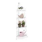 Etajera metalica de colt, Relaxdays, 4 rafturi, dimensiuni 113.5 x 31 x 31 cm, alb