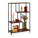 Biblioteca, 3 rafturi, stil industrial modern, 114,5 x 77 x 32,5 cm, MDF, maro
