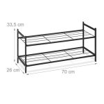Suport cu 2 rafturi pentru pantofi, Relaxdays, dimensiuni 33,5 x 70 x 26 cm, capacitate 6 perechi pantofi, negru - imagine 4