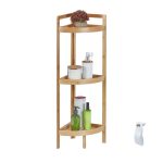 Etajera de colt, din bambus, cu 3 rafturi, pentru bucatarie/baie, 90x 36,5 x 26 cm