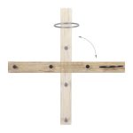 Cuier cu 3 agatatori si 1 inel, MDF si fier, dimensiuni 13 x 65 x 14,5 cm, maro/negru, Relaxdays - imagine 6