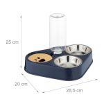 Bol dublu pentru animale cu dozator de apa, boluri detasabile, inox/plastic, 25 x 28,5 x 20 cm - imagine 4