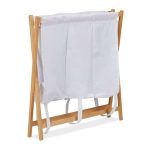Cos de rufe pliabil cu 3 compartimente, din bambus/poliester, alb/natural, 71 x 74 x 42 cm - imagine 6