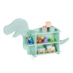 Raft pentru copii, design Dino, cu 2 compartimente, turcoaz, 43,5 x 84 x 13,5 cm