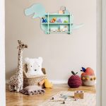 Raft pentru copii, design Dino, cu 2 compartimente, turcoaz, 43,5 x 84 x 13,5 cm - imagine 4