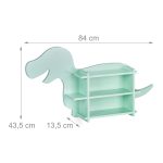 Raft pentru copii, design Dino, cu 2 compartimente, turcoaz, 43,5 x 84 x 13,5 cm - imagine 6