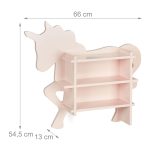 Raft pentru copii, design unicorn, cu 2 compartimente, roz, 54,5 x 66 x 13 cm - imagine 4