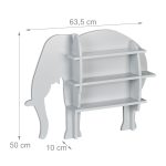 Raft pentru copii, design elefant, gri, cu 2 compartimente, 50 x 63,5 x 10 cm - imagine 2