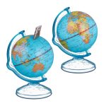 Set 2 pusculite in forma de glob pamantesc, din plastic, 16,5 x 14 x 13 cm