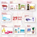 Casuta de papusi, 3 etaje, 5 camere, 29 piese, mobilier si accesorii incluse, 118 x 33 x 123cm - imagine 2