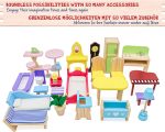 Casuta de papusi, 3 etaje, 5 camere, 29 piese, mobilier si accesorii incluse, 118 x 33 x 123cm - imagine 3