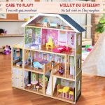 Casuta de papusi, 3 etaje, 5 camere, 29 piese, mobilier si accesorii incluse, 118 x 33 x 123cm - imagine 5