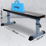 Banca de antrenament, greutate maxima 180 kg, 24 x 110 x 47 cm, negru - imagine 3