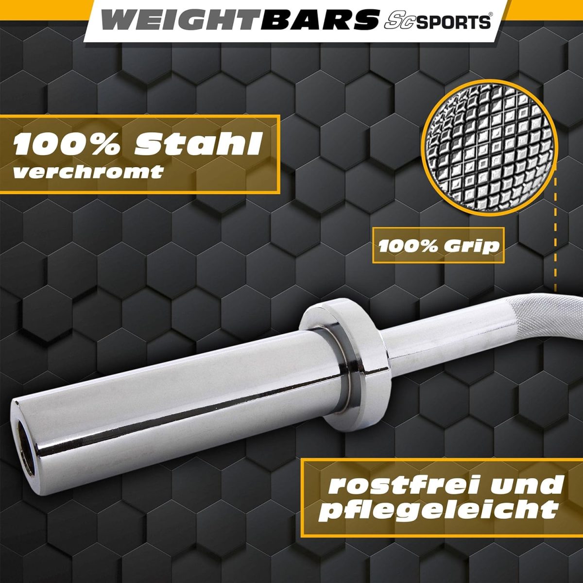 Bara bicepsi, SZ, 120 cm/30 mm, argintiu, otel - imagine 4