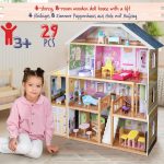 Casuta de papusi, 3 etaje, 5 camere, 29 piese, mobilier si accesorii incluse, 118 x 33 x 123cm - imagine 6