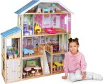 Casuta de papusi, 3 etaje, 5 camere, 29 piese, mobilier si accesorii incluse, 118 x 33 x 123cm