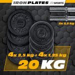 Set de gantere, 10 kg, 2 x 2,5 kg, 2 x 1,25 kg, 6 piese, fonta - imagine 5
