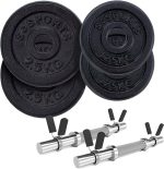 Set de gantere, 10 kg, 2 x 2,5 kg, 2 x 1,25 kg, 6 piese, fonta