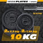 Set gantere, 10 kg, 2 x 2,5 kg 2 x 1,25 kg, negru/argintiu - imagine 4