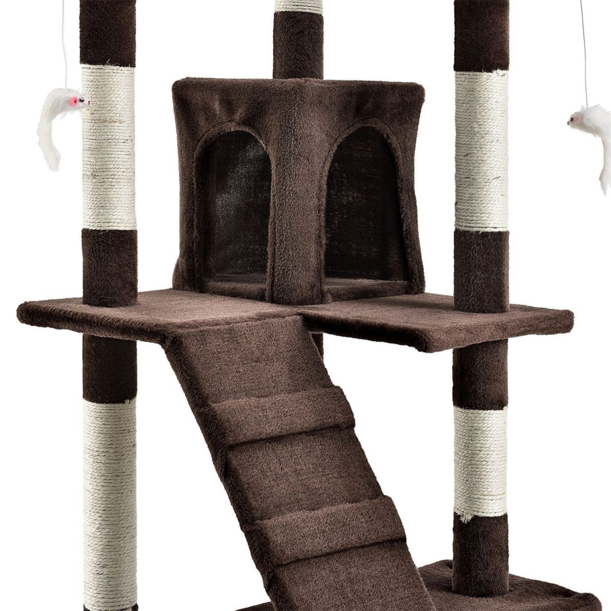 Ansamblu de joaca pentru pisici, "Amy", zona de culcare/pestera/scari/soricei, inaltime 170 cm, maro - imagine 4