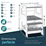 Turn de invatare inaltator multifunctional, anti-alunecare, reglabil pe inaltime, alb/natur - imagine 2