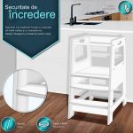 Turn de invatare inaltator multifunctional, anti-alunecare, reglabil pe inaltime, alb - imagine 2
