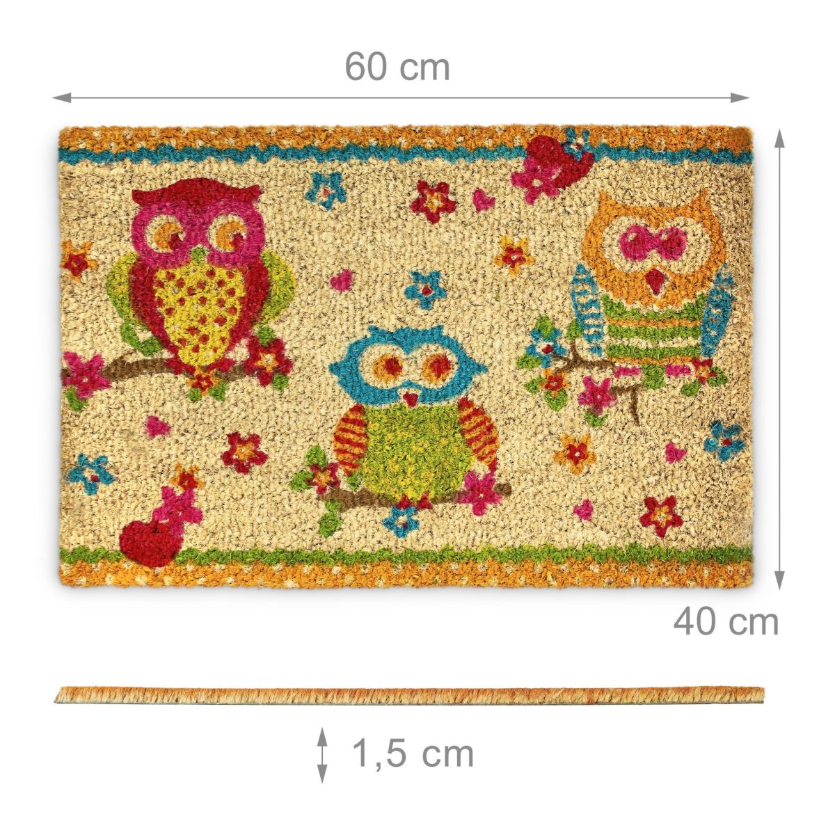 Covoras intrare Relaxdays, model-20, fibre de cocos, multicolor, 60 x 40 x 1.5 cm - imagine 4